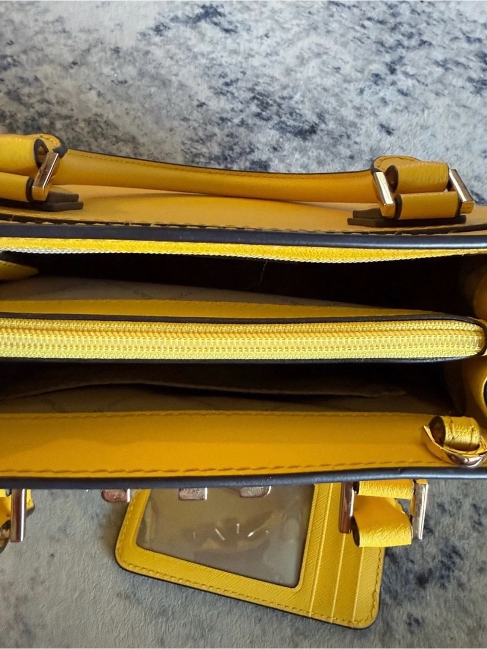 Michael Kors Yellow Saffiano Leather Tote with Coin Pouch - Picture 3 of 4